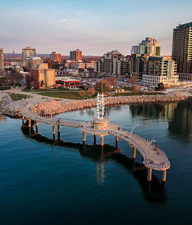 Hamilton-Burlington waterfront with pier and cityscape
